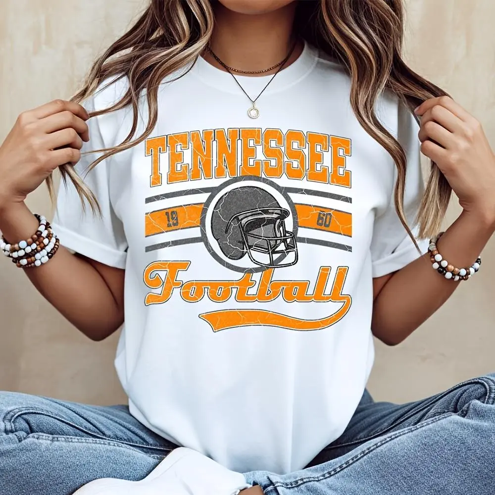 Tennessee Football 1980 Vintage Helmet Graphic, T-Shirt, Retro Sports Fan Apparel, Casual Daily Wear Game Day Outfit