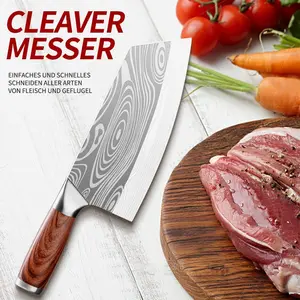 Premium Stainless Steel Forged Chef's Knife - Laser Etched Damascus Pattern, Sharp Durable Blade