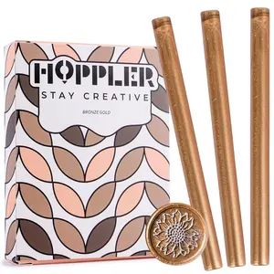 Hoppler 20 - 7mm Sealing Wax Sticks for Glue Guns, Wax Seal Stickers & Sealing Wax Supplies, Bronze Gold