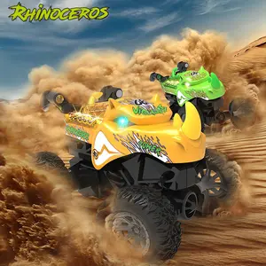 1:64 Monster Trucks Toys 2.4GHz Mini Remote Control Car for Boys 4-7 360° Spin Walk Upright Little Truck Metal Shell RGB Light Christmas Birthday Gifts