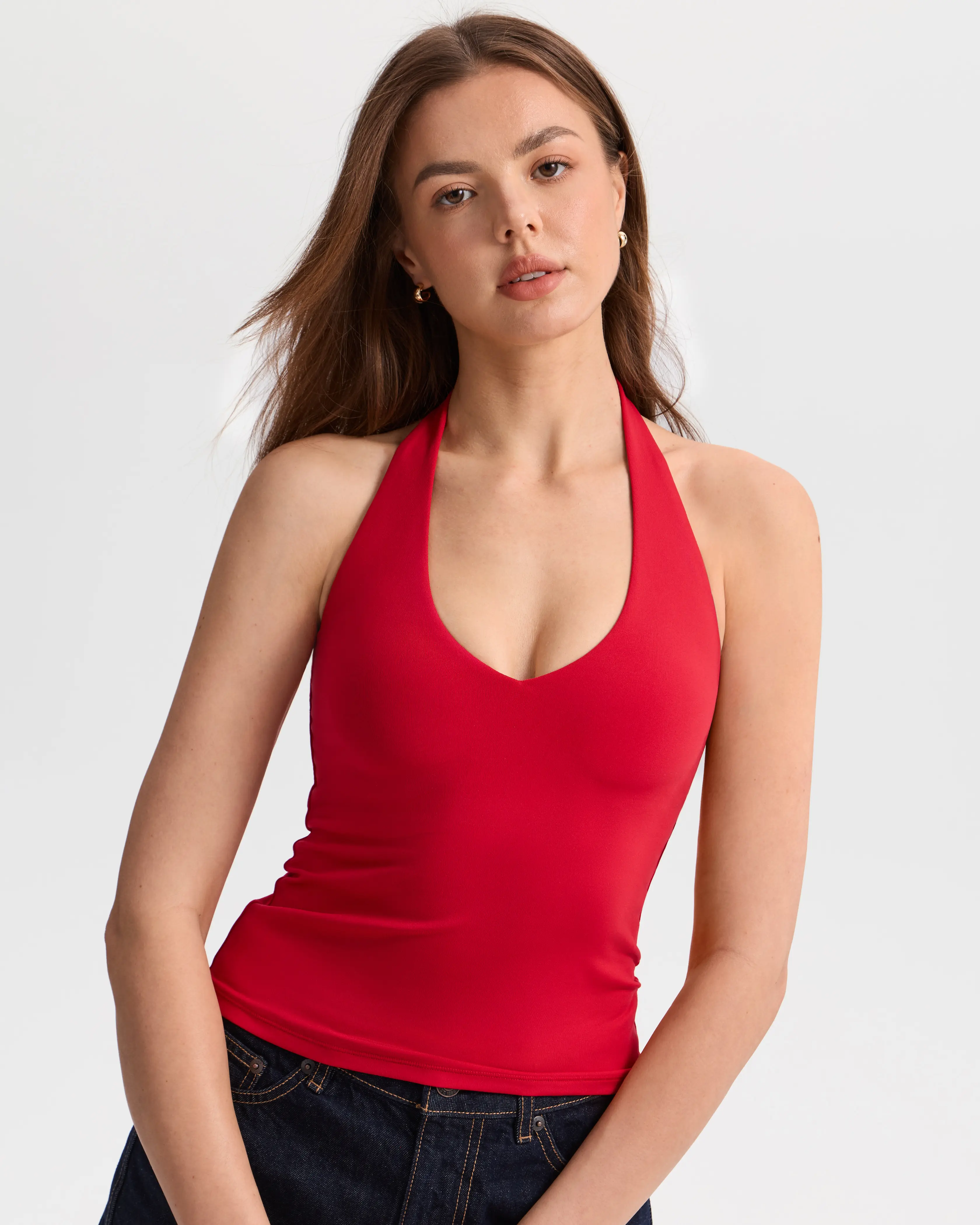 SOLBRACE Women's Halter Crop Tube Neck Tee, Stretchy Dry-Touch Breathable Fabric, Snatched Tight Fit & Shape-Holding Non-Sweat Design, Daily Layering Essential