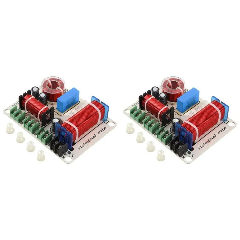 Three-Way Speaker Crossover Boards for DIY Home Audio Systems, 300 W Rated, 2 Pack