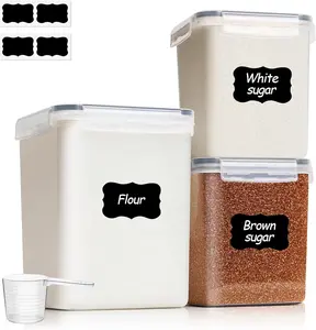 3 PCS Airtight Food Storage Containers Set for Pantry, Stackable BPA-Free Kitchen Canisters, 5lb Wide-Mouth 5.2L Flour Container + 2x2.5L Baking Supplies Organizer