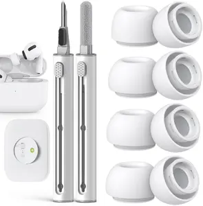 Compatible with AirPods Pro 2nd/1st Generation Replacement Ear Tips,with Noise Reduction Hole & Built-in dust Guard Screen,for USB-C Charging Case with Cleaner kit -4 Sizes (XS/S/M/L)-Whiite