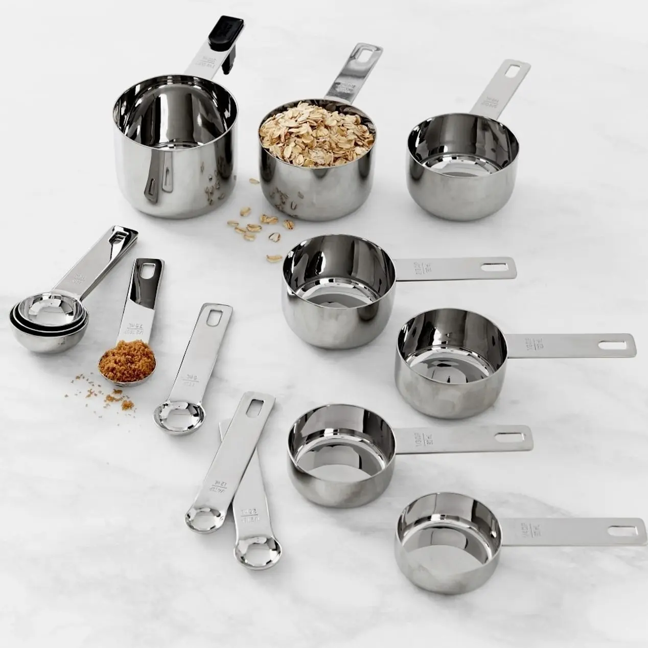 Williams Sonoma Stainless-Steel Ultimate Kitchen Measuring Cups & Spoons Set, Round Spice Utensils