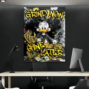 Grind Now Shine Later Motivational Wall Art Hustle Quote,q Graffiti Style Office Decor, Entrepreneur Inspirational Print, Money Poster