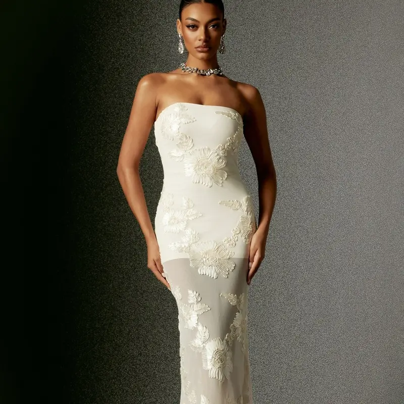 BellaBarnett Gunnhild Lace Deep V Maxi Dress - TikTok Shop