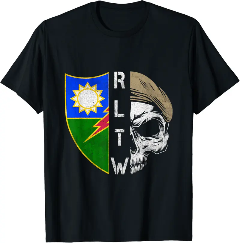 75th Ranger Regiment Skull Unit Crest RLTW Beret Veteran T-Shirt - Treshayo Shop 73B0D2NM84H5