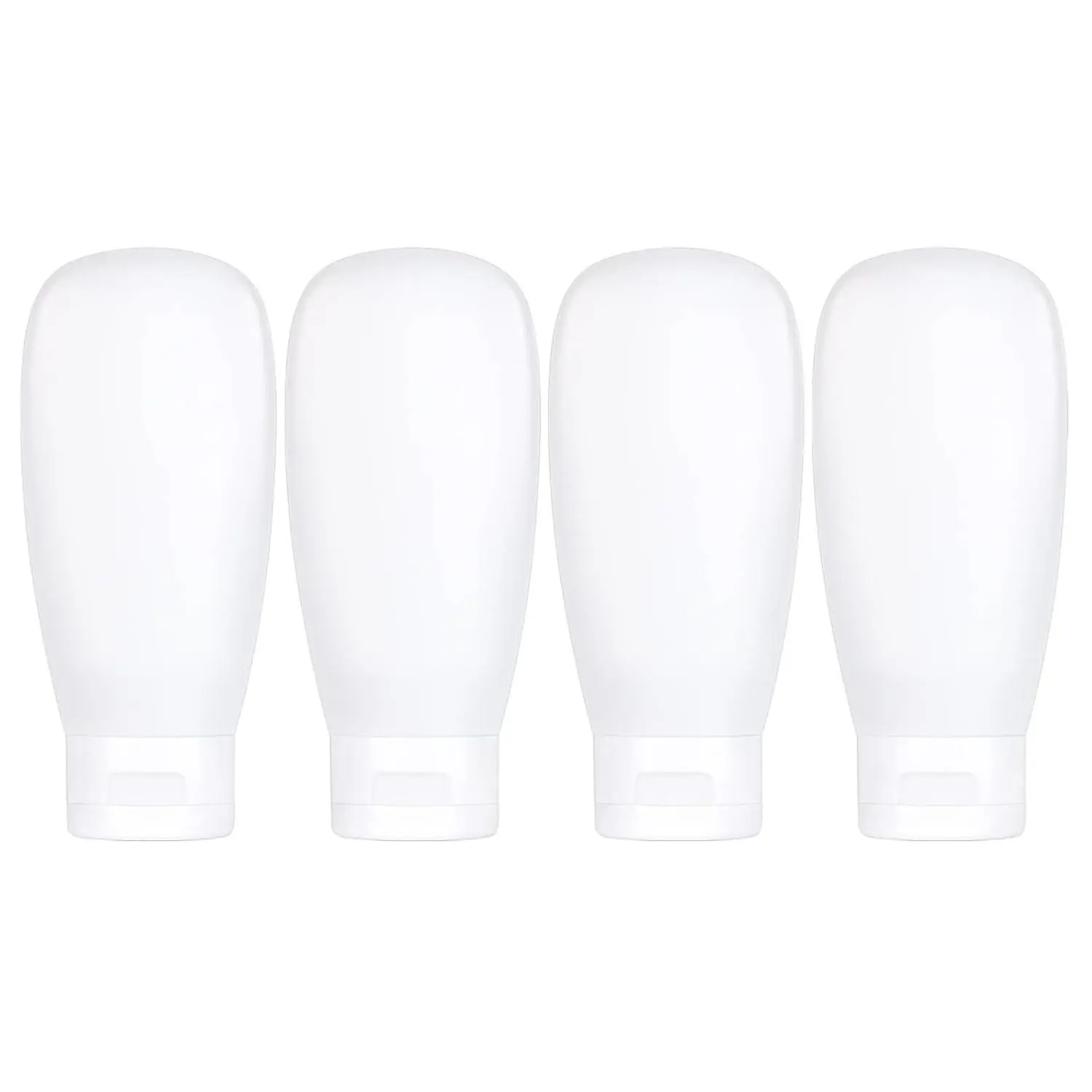 4-Pack TSA Approved 60ml (2 oz) Eco-Friendly Plastic Travel Storage Bottles & Jars - Leak-Proof, Waterproof, Refillable Squeeze Home Supplies with Bigger Bottlenecks, Compact for Bathroom Beauty Toiletries, Airplane/Beaches Use (Great Gift Option)