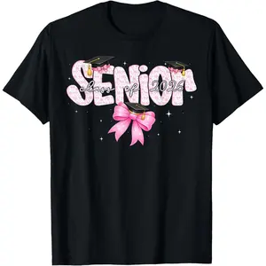 Senior Class of 2026 Pink Bow Graduation Student T-Shirt