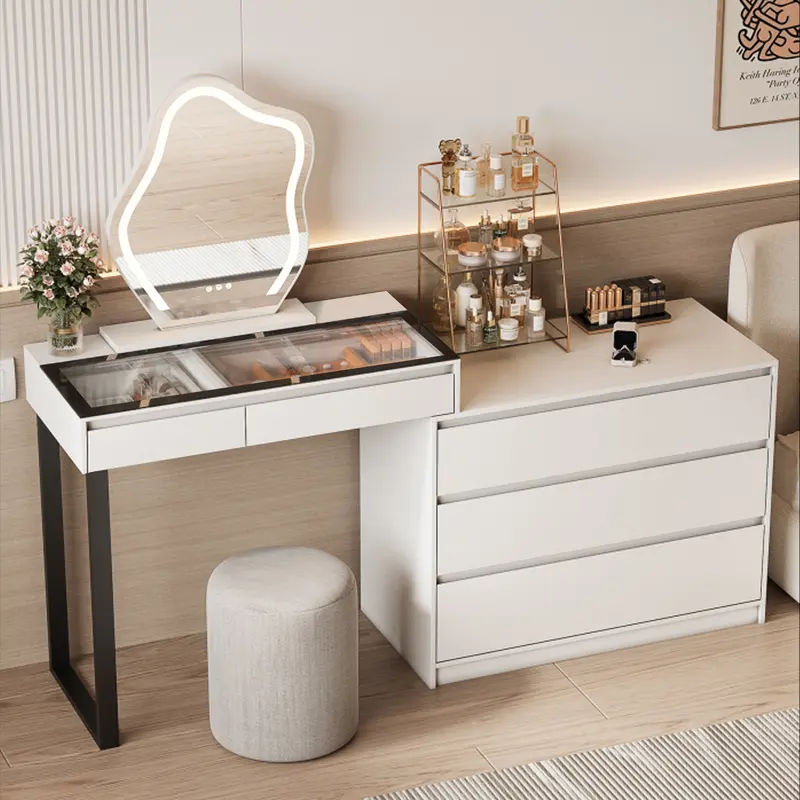 green emerald velvet dress Versatile Wooden Corner Dressing Table with Ample Storage – CharmyDecor