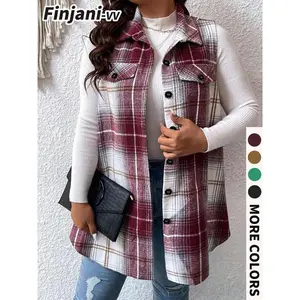 Plus Size Women's Vest, Plaid Casual Fashionable Design, Comfortable & Stylish Outerwear, Perfect for Daily Wear & Special Occasions