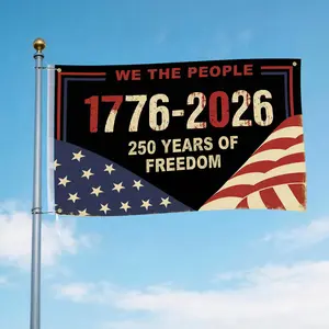 250th Anniversary USA Flag (1776-2026) - Premium Vintage Oxford Cloth, Distressed Patriotic Wall Decor, 4-Row Hemming with Free Damage-Free Hooks (3x5 ft)