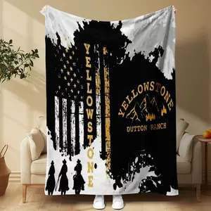 Soft Flannel Blanket Inspired by Yellowstone National Park, Cozy & Warm Throw for Sofa Bed Office Travel, Perfect Gift Idea