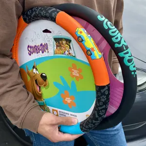 Scooby-Doo Car Steering Wheel Cover - Universal Fit 14.5"-15.5" Inches, Comfortable Non Slip Ergonomic Warner Bros Mystery Machine Van Cartoon Scoobert Great Dane Dog