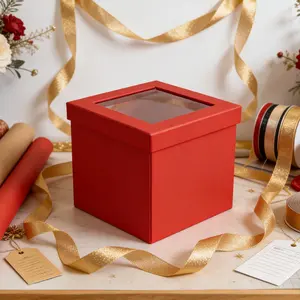 Rotating Dual-Layer Square Flower Gift Box, Valentine's Day Surprise Floral Box, Birthday Party Supplies, 1 Count