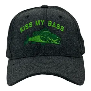 Kiss My Bass Hat Funny Sarcastic Fishing Novelty Cap Funny Hats Sarcastic  Funny Fishing  Novelty Caps for Men Black - Standard
