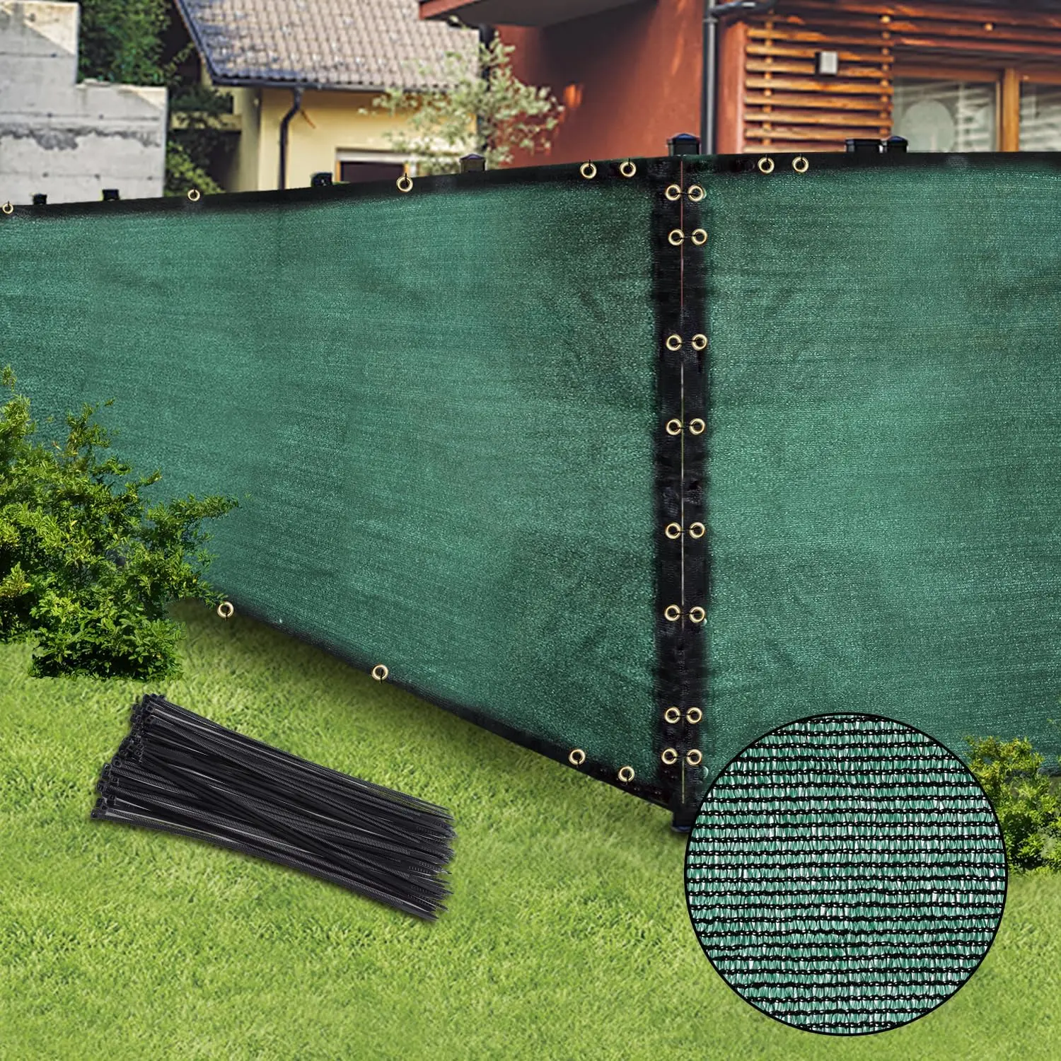 Green 6FT X 50FT Outdoor  Screen Fence & Mesh Shade Net Cover, Ideal for Garden and Backyard - Enhances  for Fencing & Chain Link,  for Patio  Wall, Slats,Freestanding