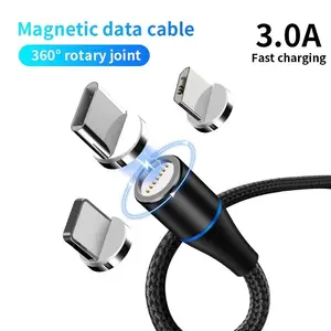 7-Pole Strong Magnetic Fast Charging Cable, 3a Nylon Braided Data Cable, Type-C 40w Flash Charge, 360° Blind Magnetic Round Charger