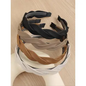 Solid Color Braided Design Headband Set, Mix and Match Headbands, Elegant Hair Accessories for Women & Girls, Everyday Versatility, Minimalist Headwear Suitable for Thick Hair, Thick Hair Compatibility, Headbands Women, Knotted Headband, Braided Texture
