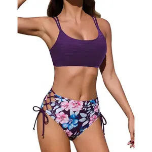 Cheeky High Cut Two Piece Bikini Set for Women - String Swim Suits Bathing Suit