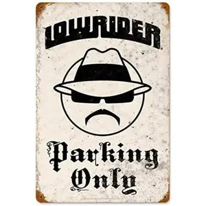Metal Tin Signs Wall Decor Vintage Lowrider Parking 8 x 12 Inch Man Cave Indoor Shop Bar Poster Home Garage