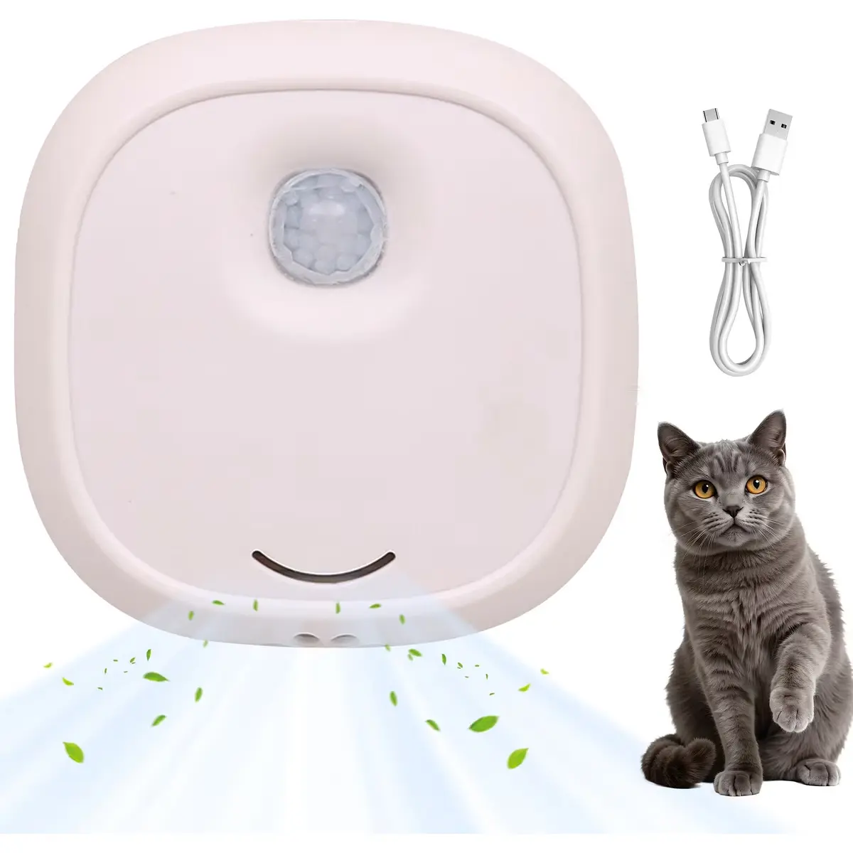 Pet Air Purifier for Home , Wall Mount Automatic Air Freshener for Cat Litter Box, Bathroom & Cage, Type-C Rechargeable Deodorizer, Gift for Pet Lovers, Indoor Use