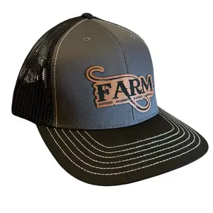 FARM Leather Patch Snap Back Hat - Black/Charcoal/Black