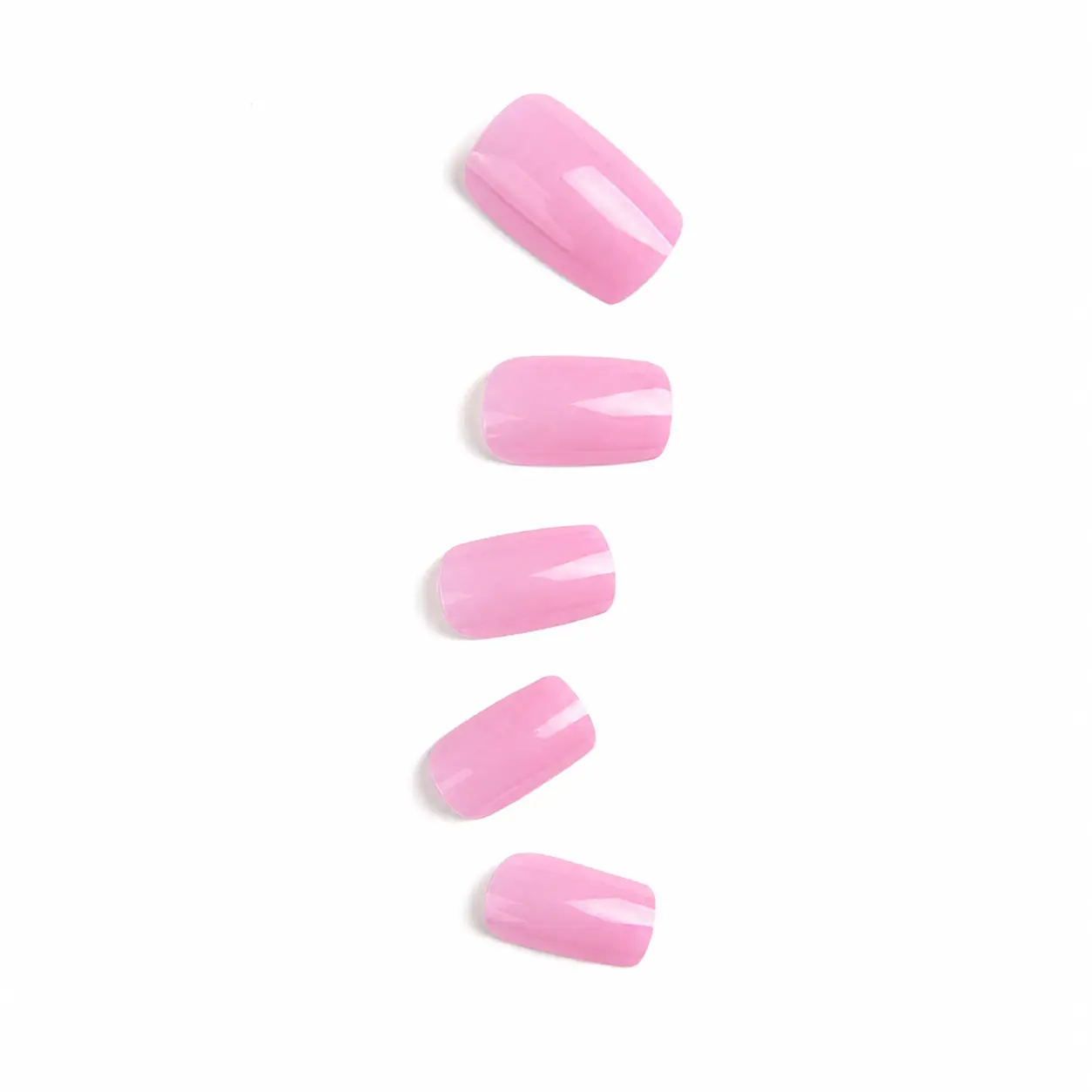 Candy Pink Press On Nails Short Square 24 pcs, Glossy Light Pink Fake Nails with Nail Glue, Adhesive Tabs & Nail File, Cute Minimal Clean Girl Stick On Nails, Soft Pastel Pink Reusable Manicure Kit