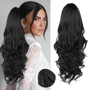 Vigorous Beauty Claw Clip Ponytail Extension 24 Inch Wavy Synthetic Ponytail Hair Extensions,Easy to Wear for Daily Use