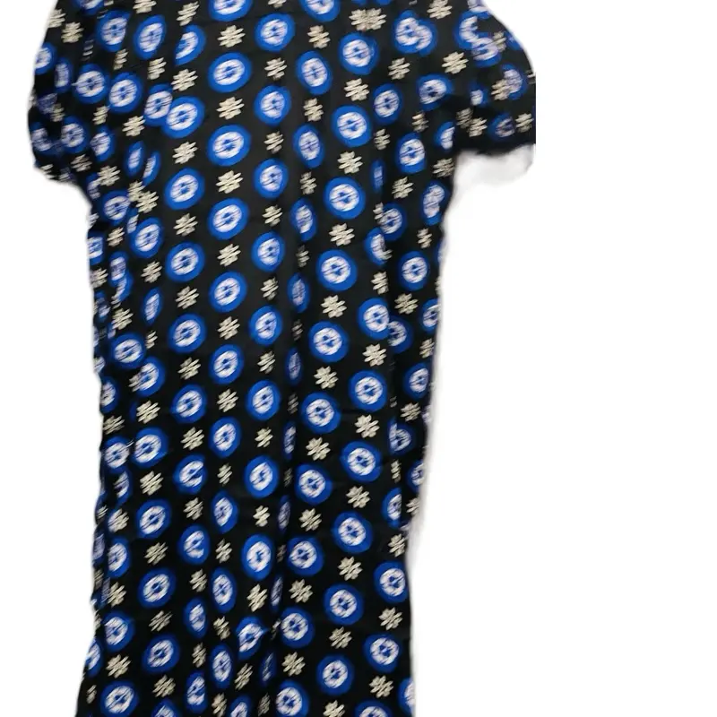 Women's Blue African Baati with Light Blue Dots, Comfortable Traditional Wear