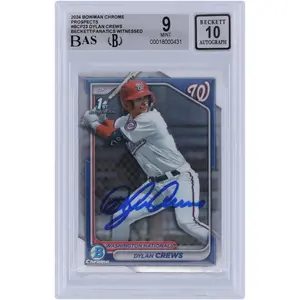 Dylan Crews Washington Nationals Autographed 2024 Bowman Chrome Prospects #BCP-23 Beckett Fanatics Witnessed Authenticated 9/10 Card - Fanatics Authentic Certified
