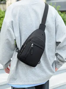 1pc Men's slanted shoulder chest bag, solid color waist bag, single shoulder bag, Zipper belt bag, casual and simple, suitable for students, campus, work, commuting, shopping