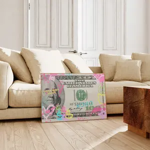 Graffiti $100 Bill Wall Art Print, Urban Preppy Poster, Trendy Money Wall Decor, Modern Preppy Room Art, Room Decor, Unframed