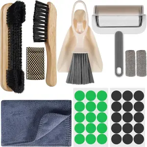 10 Piece Billiard Pool Table Accessories Kit - Includes 2 Pool Table Brushes, 2 Ferrule Polish Cloths, 2 Cue Polish & Cleaning Cloths, Lint Roller, Dustpan, Broom, 15 Marker Dots and 15 Felt Repair Patches