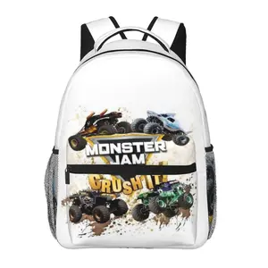 Cartoon Monster truck Backpack Large capacity lightweight Monster truck toys Shoulder Bag Multi-Purpose Monster trucks Laptop Bookbag for Men Women  Ideal for Work Camping Travel, family & friends commemorative gift