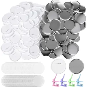 100 Sets 75mm/3 inch Button Supplies Button Parts for Buttons Maker Machine, Round Badge Blank Buttons Pins, Includes Blank Pin Back Cover, Metal Cover, Clear Film, Paper