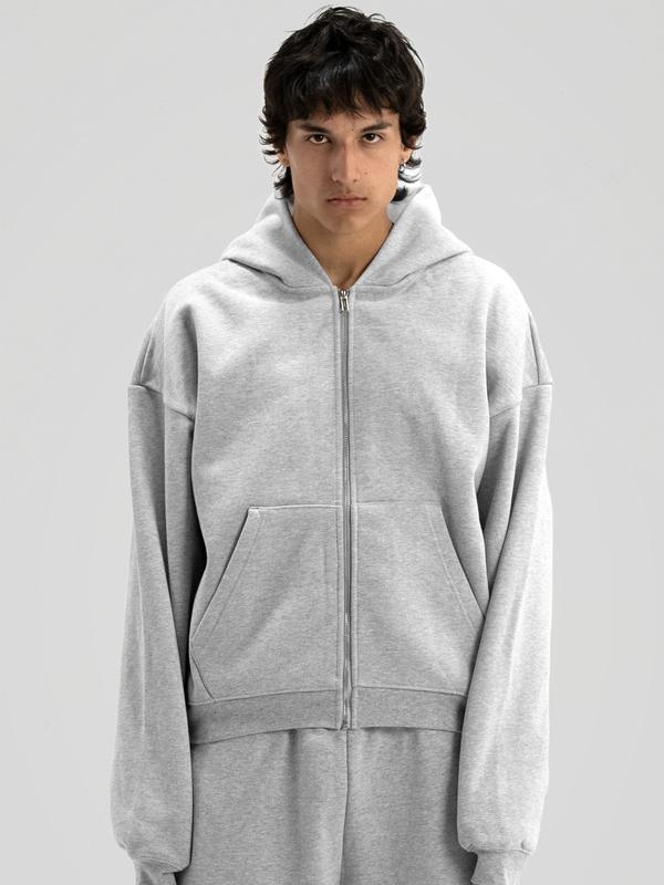 600 GSM 'Heather Grey' Zip-Up Hoodie