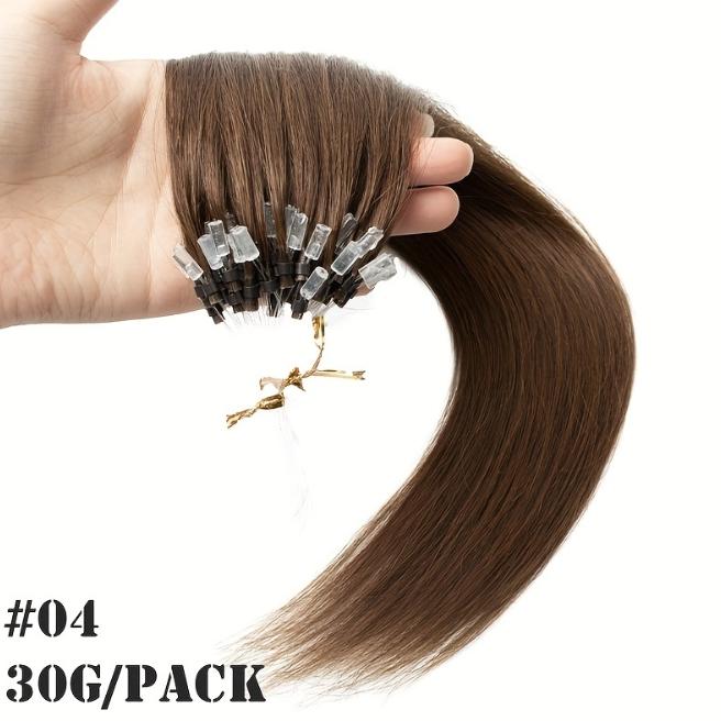 50 Strands Micro Ring Micro Loop Human Hair Extensions 30g, Natural Straight 12-28 Inch, Fish Line Design, No Glue Easy Install, Thin Ends Silky Smooth, No Tangle No Shedding, Invisible Natural Look for Women Daily & Party Use