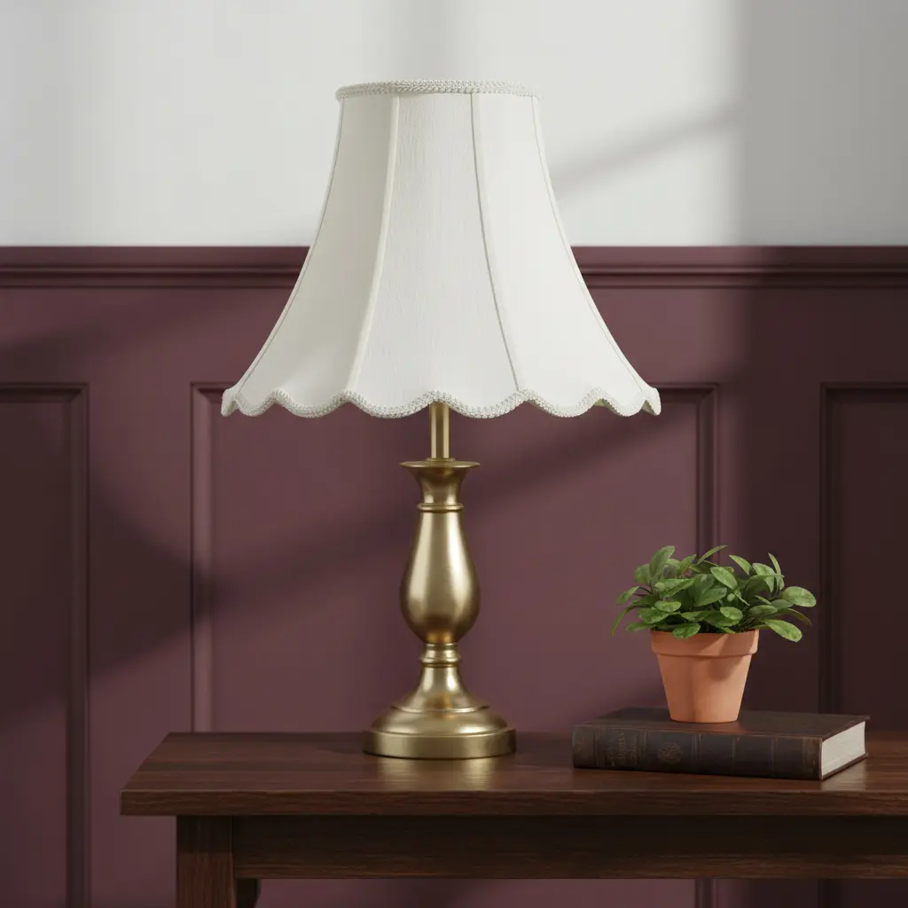 HomeRoots 654720 Traditional Piped Edge Eggshell Linen Lamp Shade - Spider Mount, Solid Color Design, Diffuse Light, 10.75in H x14in W x14in D, 6x14x11.5, Indoor Home Decor for Bedroom, Living Room, 6 X 14 X 11.5