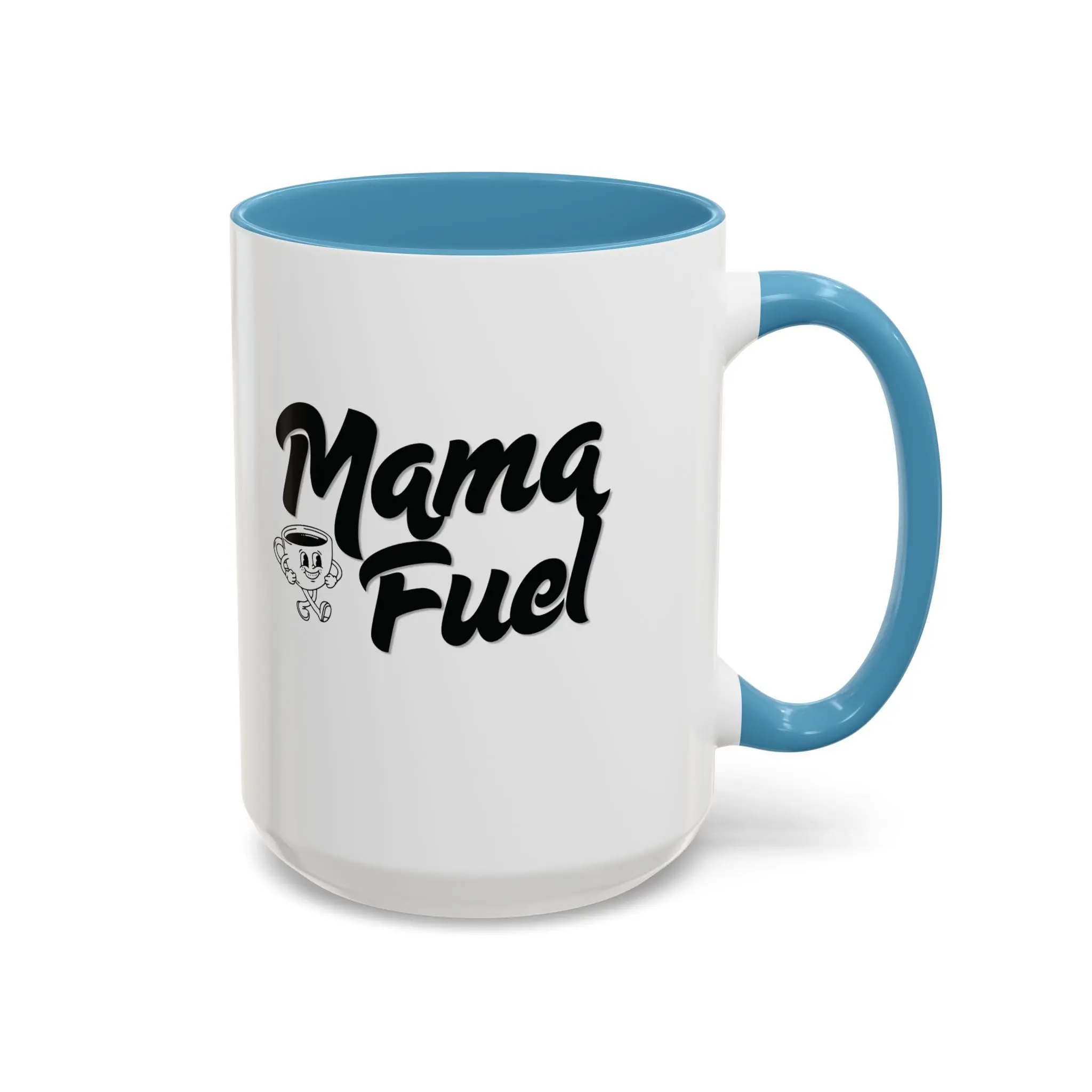 Mama Fuel Glossy Sturdy Reusable Ceramic Coffee Mug - 11oz & 15oz Accent Cup, Drink