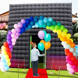 Large Black Inflatable Cube Wedding Tent (14x14x14Ft) Square Gazebo Event Room Big Mobile Portable Night Club Tent for Parties, Shows, Events, and Commercial Usegazebo