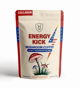 JH Energy Kick Mushroom Coffee | 10-in-1 Instant Coffee Blend + Collagen | Low Caffeine | No Added Sugar
