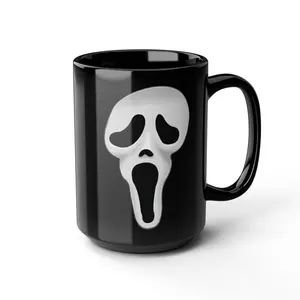 Spooky Black Halloween Coffee Mug with Scream Face | Perfect for Horror Movie Fans and Halloween decor