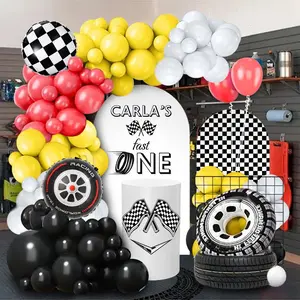 125pcs Racing Theme Balloon Arch Set with Tire and Wheel Foil Balloons, Balloon Garland, Perfect for Kids Birthday, Bachelor Parties, Graduation and Father's Day Decorations