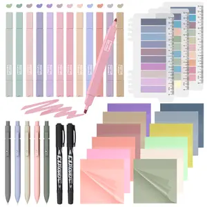 Nicpro 33 Pack Book Annotation Kit with Case, Aesthetic Highlighters and Pens Set, Quick Dry Markers with 1200 Pack Transparent Sticky Notes and Index Tabs for Bible Study Office School Annotating Books