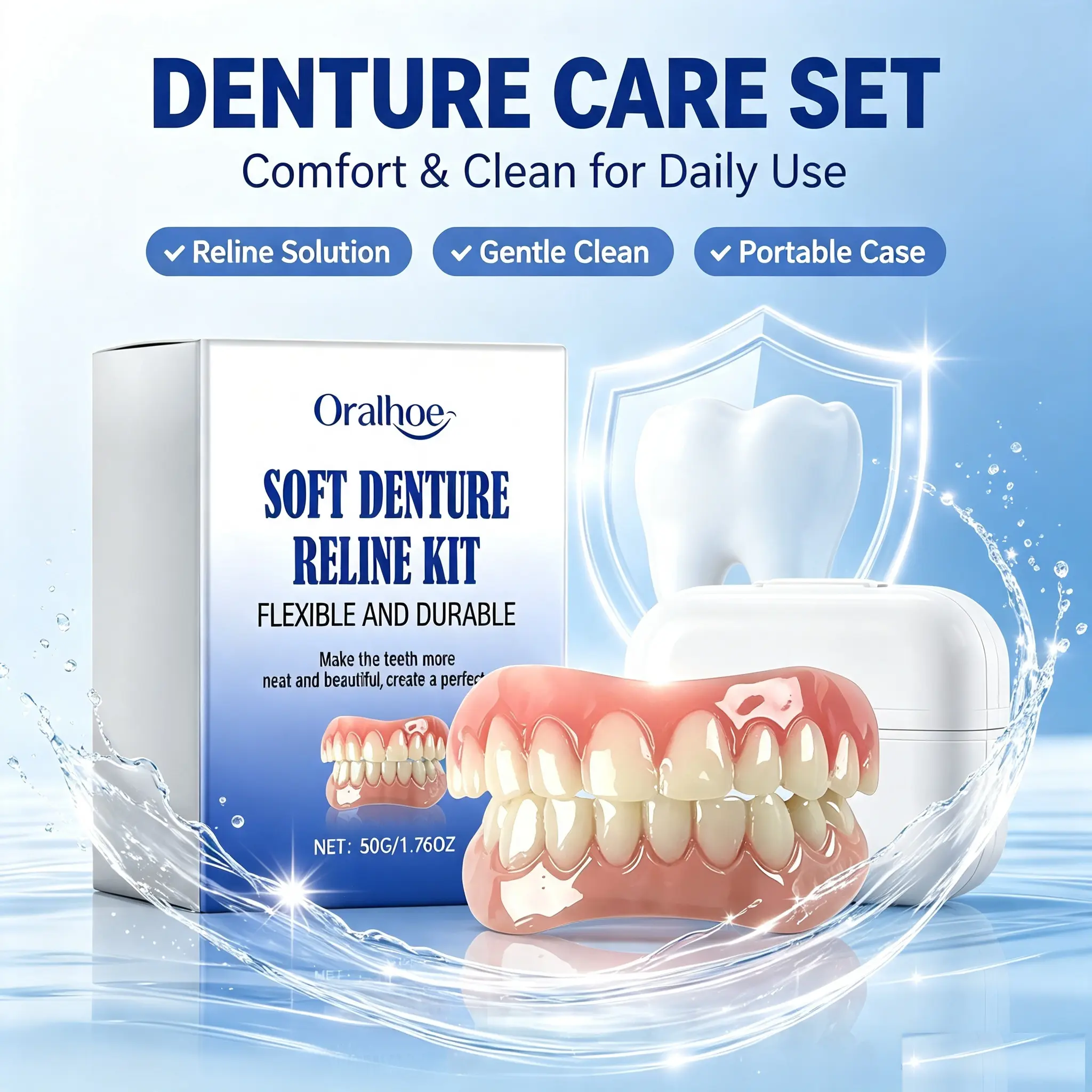 Adjustable Cosmetic Smile Decor Kit - Soft Reusable Temporary Teeth Ornament, Custom-Fit Snap-On Tooth Cover for Beauty Makeup Styling