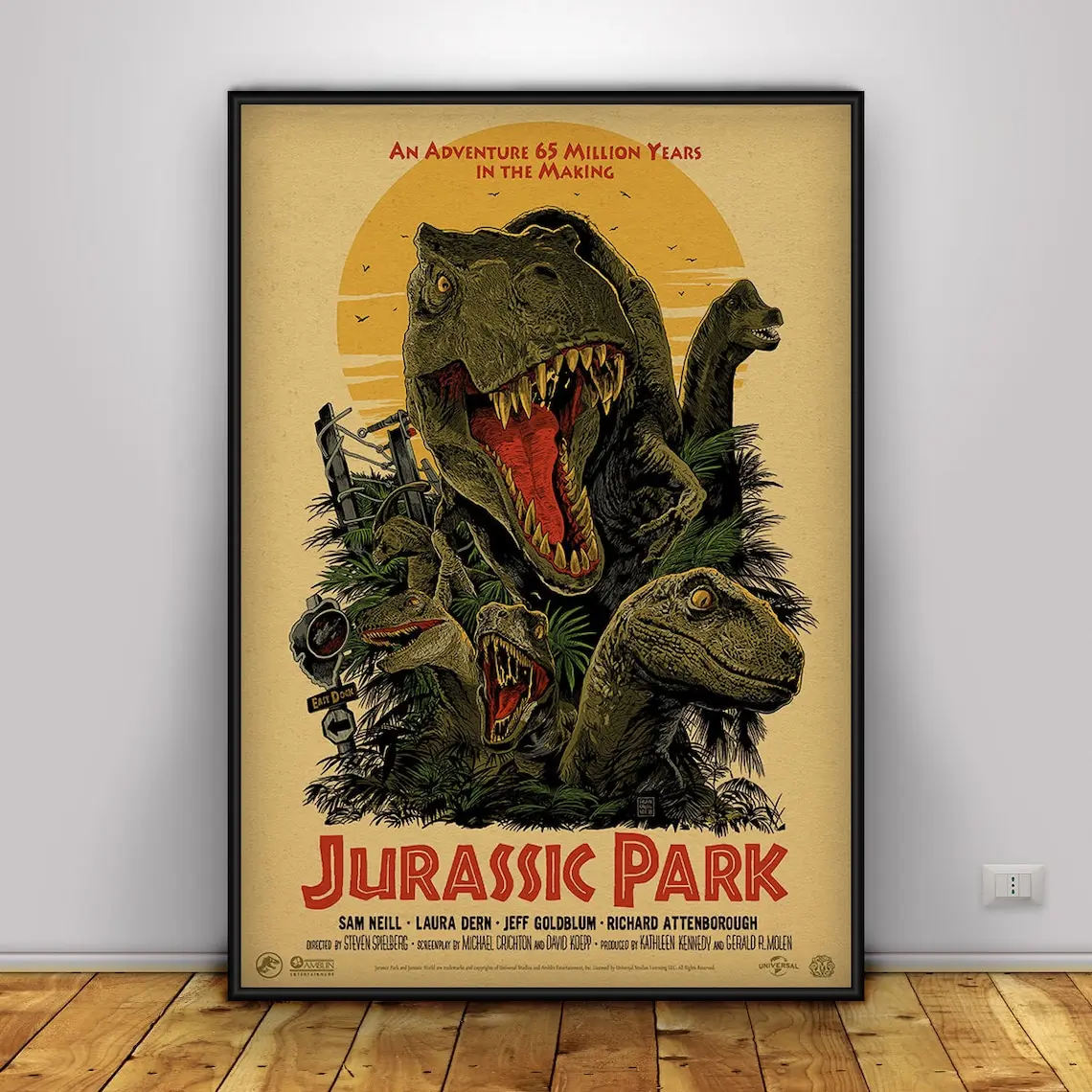 Jurassic Park Poster | Wall Art | Wall Prints | Home Decor | Kraft Paper Print | Gift Poster | Movie Poster