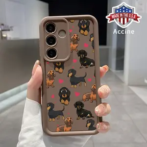 Soft Case Compatible with Galaxy S24 Plus S25 S23 S22 Ultra S24+ Dachshund Love Pattern Full Coverage Enhanced Lens Protection Rugged Durable Shell for Boy