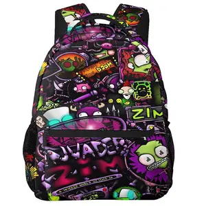 2026 New Alien Invader Small and Medium School Bag Invader Zim Backpack Digital Full Print Cartoon Backpack
